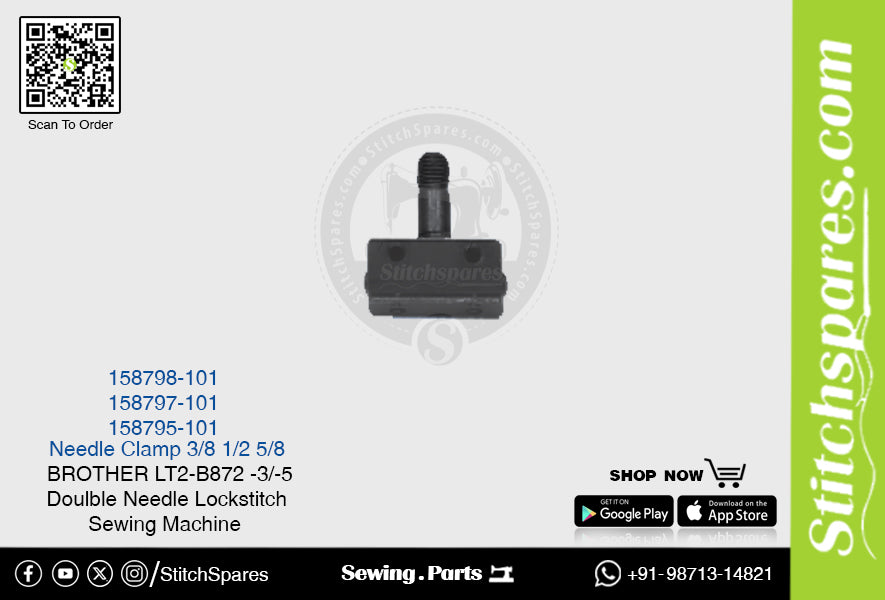 Strong-H 158795-101 Abrazadera de aguja 5/8 Brother LT2-B872 -3/-5 Repuesto para máquina de coser de pespunte de doble aguja