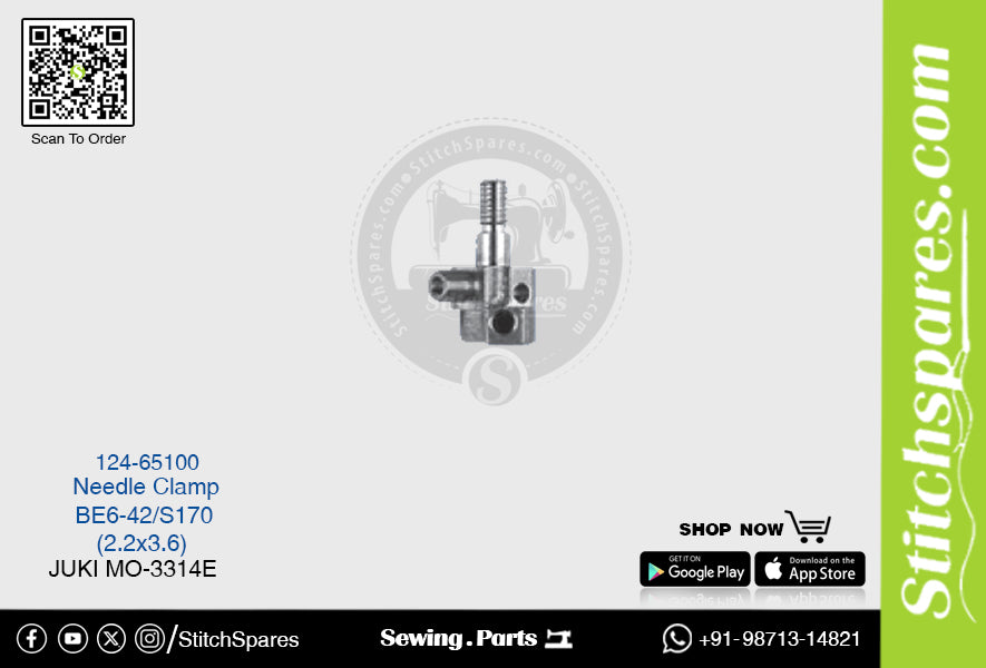 Strong-H 124-65100 Abrazadera de aguja Juki Mo-3314e-Be6-42h-S170 (2.2×3.6) Repuesto para máquina de coser