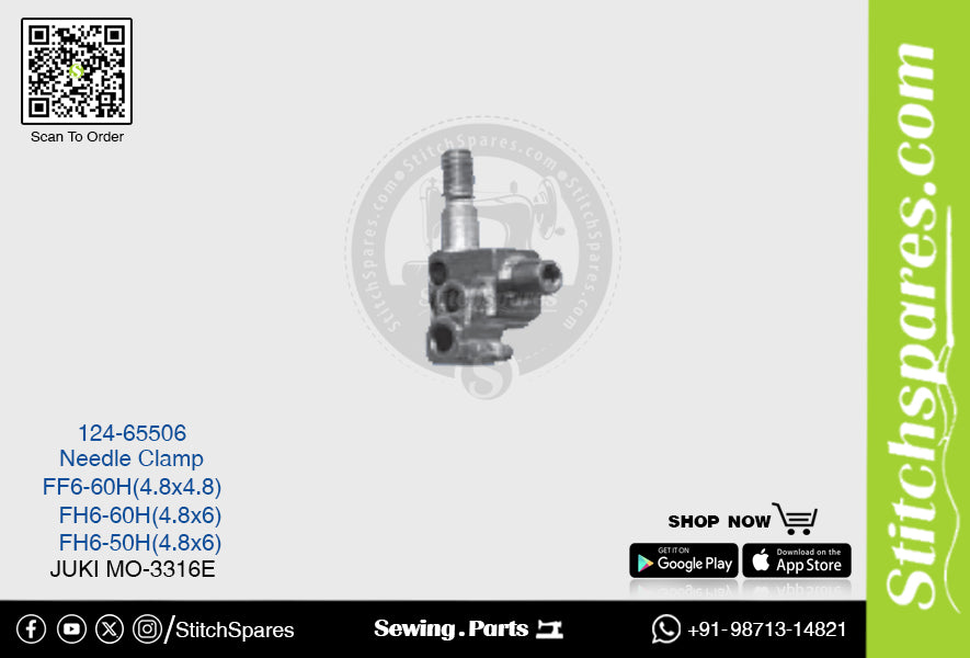 Strong-H 124-65506 Abrazadera de aguja Juki Mo-3316e-Ff6-60h (4.8×4.8) Repuesto para máquina de coser