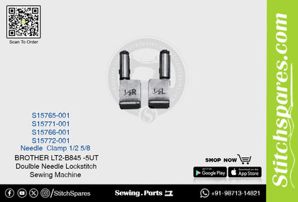 Strong-H S15766-001 1/2 Needle Clamp Brother LT2-B845 -5-UT Double Needle Lockstitch Sewing Machine Spare Part