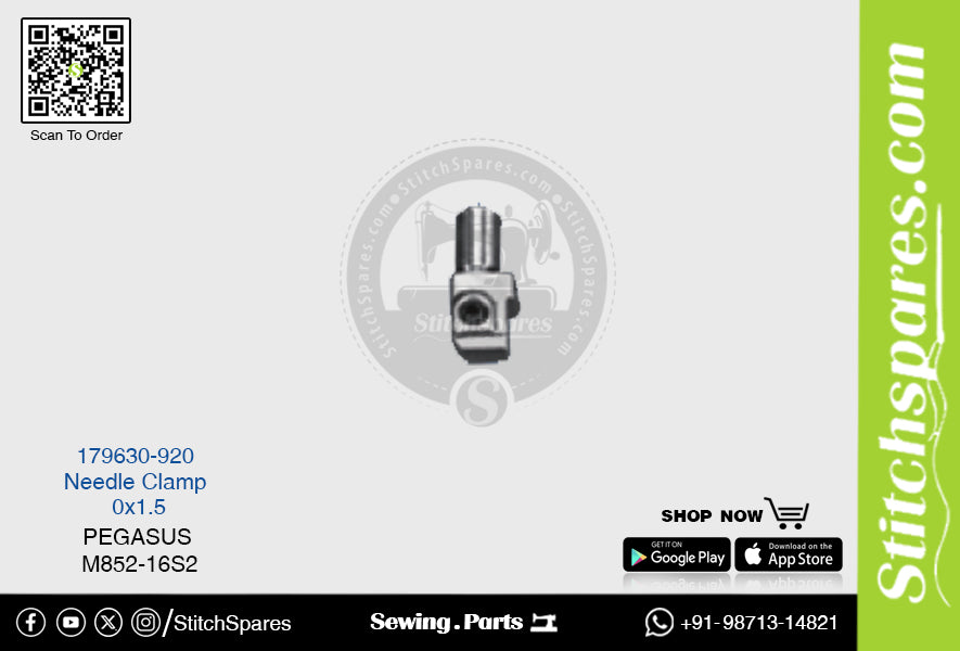 STRONG-H 179630-920 Abrazadera de aguja PEGASUS M852-16S2 (0×1.5) Pieza de repuesto para máquina de coser