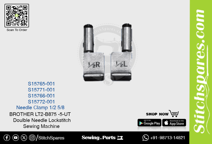 Strong-H S15772-001 Abrazadera de aguja 5/8 Brother LT2-B875 -5-UT Repuesto para máquina de coser de pespunte de doble aguja