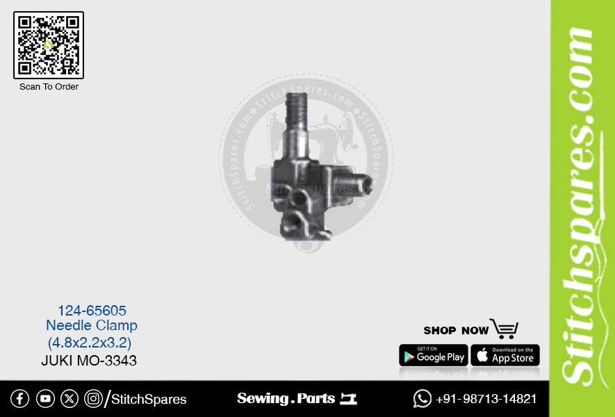 Strong-H 124-65605 Abrazadera de aguja Juki Mo-3343 (4.8×2.2×3.2) Pieza de repuesto para máquina de coser