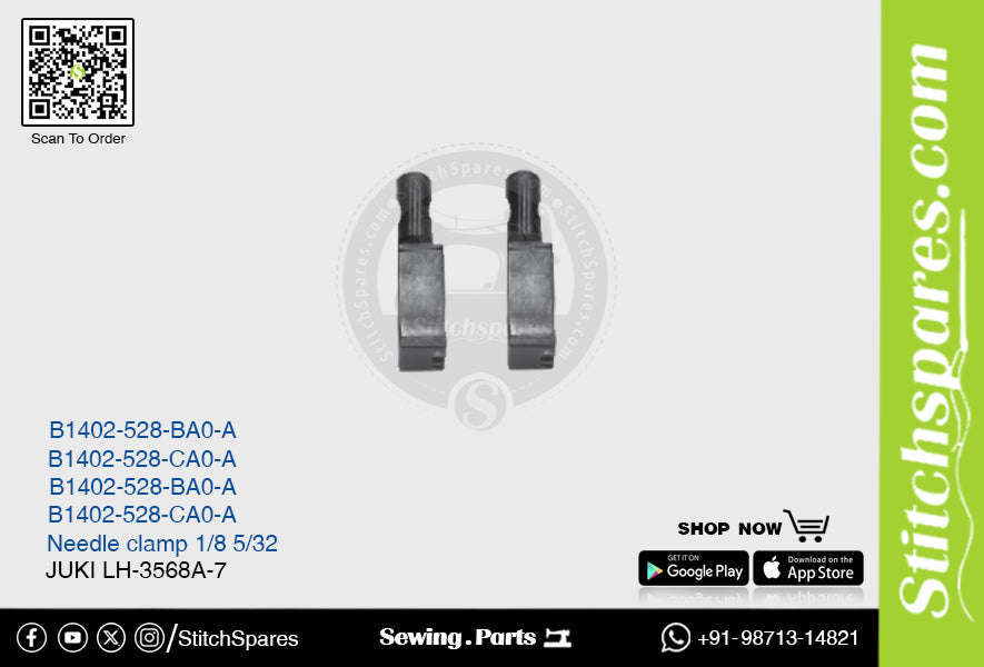 Fuerte H B1402-528-BA0-A 1/8 Abrazadera de aguja Juki LH-3568A-7 Pieza de repuesto para máquina de coser de pespunte de doble aguja