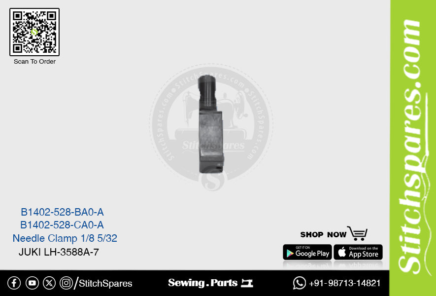 Fuerte H B1402-528-BA0-A 1/8 Abrazadera de aguja Juki LH-3588A-7 Pieza de repuesto para máquina de coser de pespunte de doble aguja