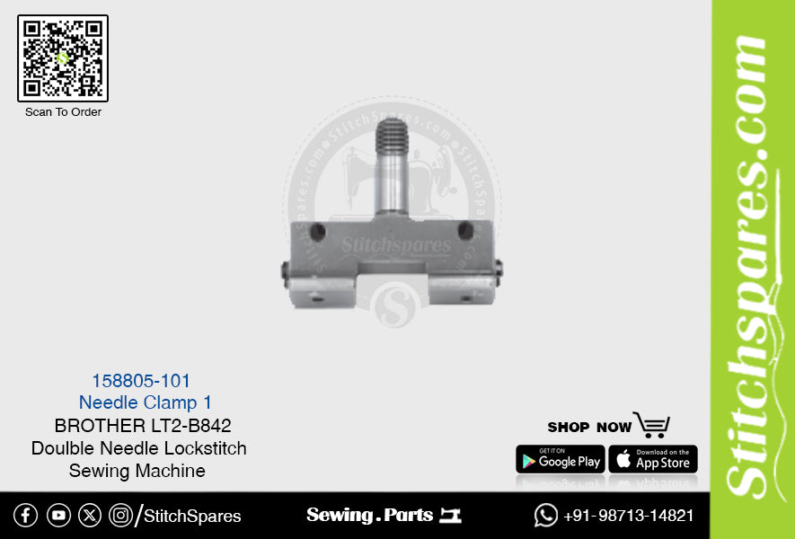 Strong-H 158805-101 1 Abrazadera de aguja Brother LT2-B842 -7 Repuesto para máquina de coser de pespunte de doble aguja