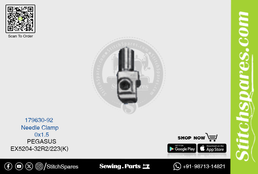 STRONG H 179630 92 Abrazadera de aguja PEGASUS EX5204 32R2 223(K) (0×1.5) Repuesto para máquina de coser
