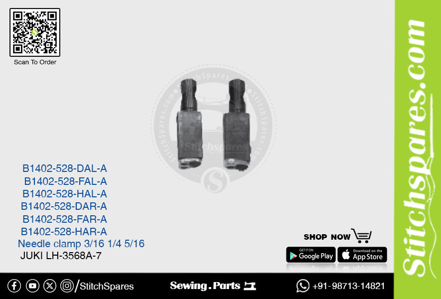 Fuerte H B1402-528-DAR-A 5/8 Abrazadera de aguja Juki LH-3588A-7 Pieza de repuesto para máquina de coser de pespunte de doble aguja