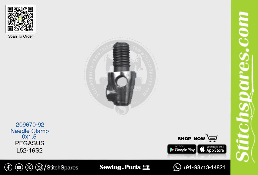 STRONG-H 209670-92 Abrazadera de aguja PEGASUS L52-16S2 (0×1.5) Repuesto para máquina de coser