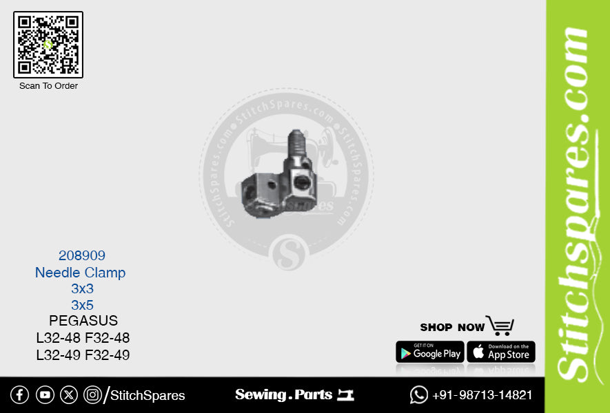 STRONG-H 208909 Abrazadera de aguja PEGASUS L32-48-F32-48 (3×3) Repuesto para máquina de coser