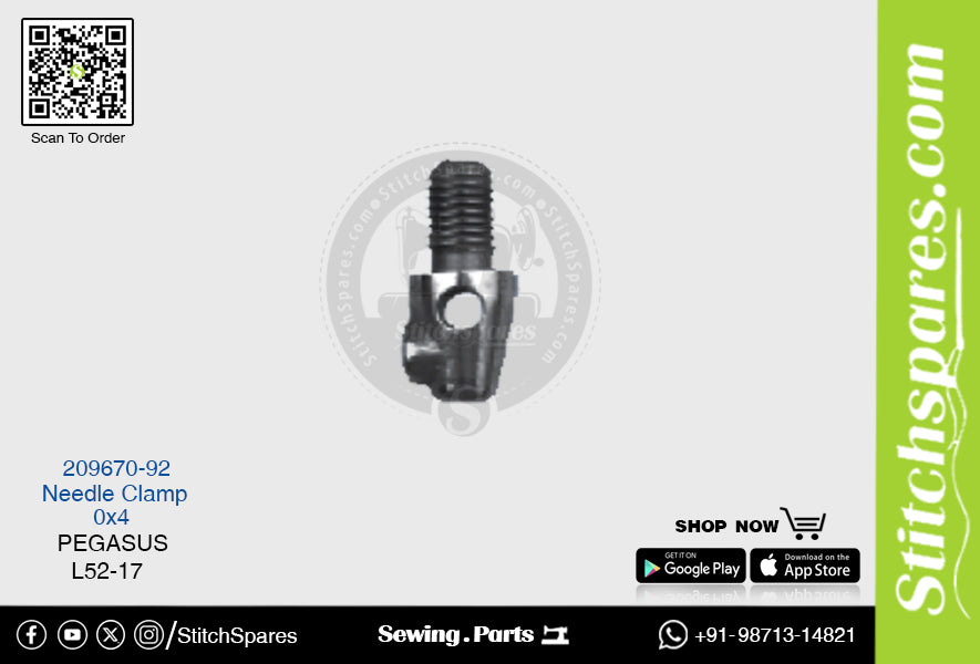 STRONG-H 209670-92 Abrazadera de aguja PEGASUS L52-17 (0×4) Repuesto para máquina de coser