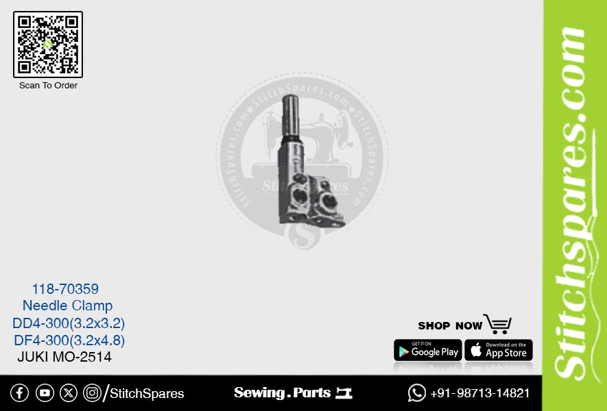 Strong-H 118-70359 Abrazadera de aguja Juki Mo-2516-Dd4-300 (3.2×3.2) Pieza de repuesto para máquina de coser
