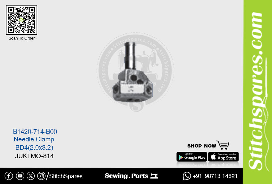 Strong-H B1420-714-B00 abrazadera de aguja Juki Mo-814-Bd4 (2.0 × 3.2) pieza de repuesto para máquina de coser