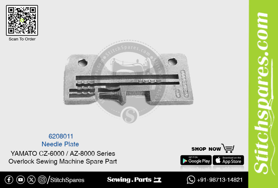 6208011 Placa de aguja YAMATO CZ-6000 Serie AZ-8000 Repuesto para máquina de coser Overlock