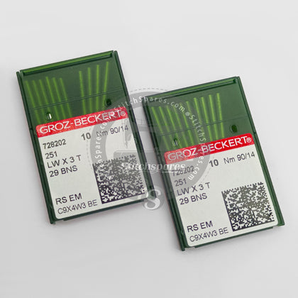 #728202 251 / LWX3T Nm 90/14 RS EM ( Packing Unit 100Pcs ) Groz Beckert Sewing Machine Needle