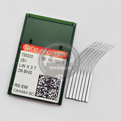 #728222 251 / LWX3T Nm 100/16 RS EM ( Packing Unit 100Pcs ) Groz Beckert Sewing Machine Needle