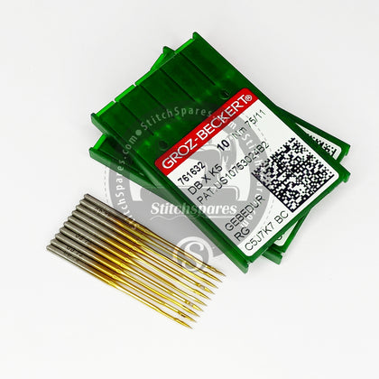 #761632 DBXK5 Nm 75/11 RG GEBEDUR (GOLDEN Tip Titanium Coated) Groz Beckert Sewing Machine Needle  