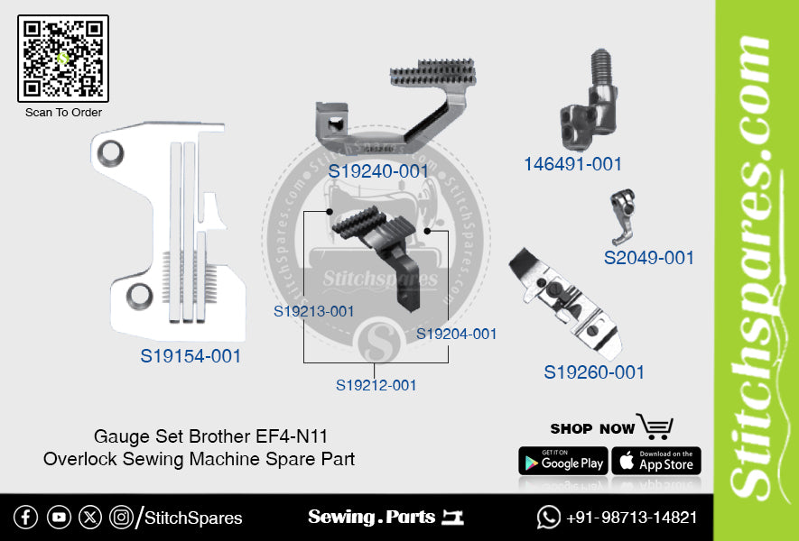 Juego de calibres Brother EF4-N11 Repuesto para máquina de coser overlock