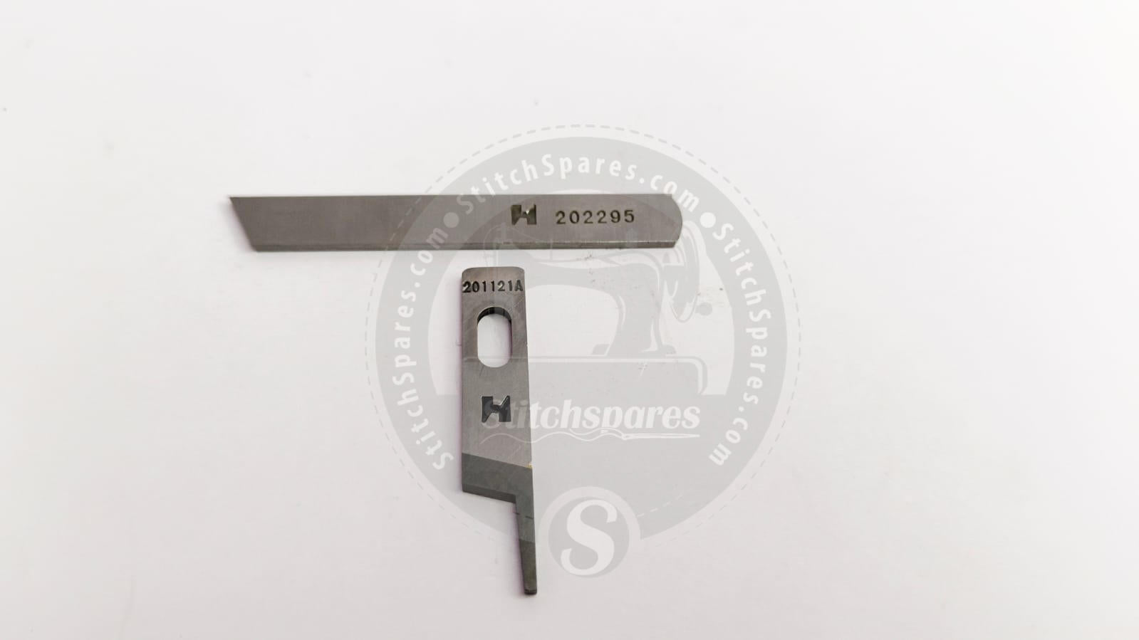 Juego de cuchillos inferior/superior Pegasus Overlock Máquina de coser Repuesto Número de pieza: 202295/201121A