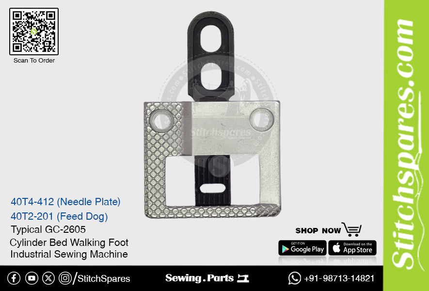 Nadelplatte und Transporteur (40T4-412 & 40T2-201) Original TYPISCHE GC-2605 Mischfutter-Industrienähmaschine