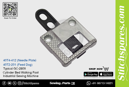 Needle Plate & Feed Dog (40T4-412 & 40T2-201) Original TYPICAL GC-2605 Compound Feed Industrial Sewing Machine