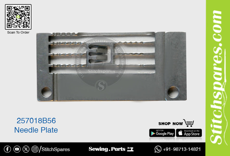257018B56 Placa de aguja para máquina de enclavamiento (Flatlock) de superficie plana Pegasus W500, W562, W1500, W1562