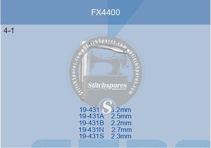 19-431 (3.2mm), 19-431A (2.5mm), 19-431B (2.2mm), 19-431N (2.7mm) 19-431S (2.3mm) LOOPER KANSAI SPECIAL FX-4400 SERIES Sewing Machine Spare Parts