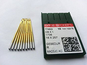 Groz Beckert Needle DBX1 1738 16X257 GEBEDUR (Golden) Needle for Single Needle Lockstitch Machine